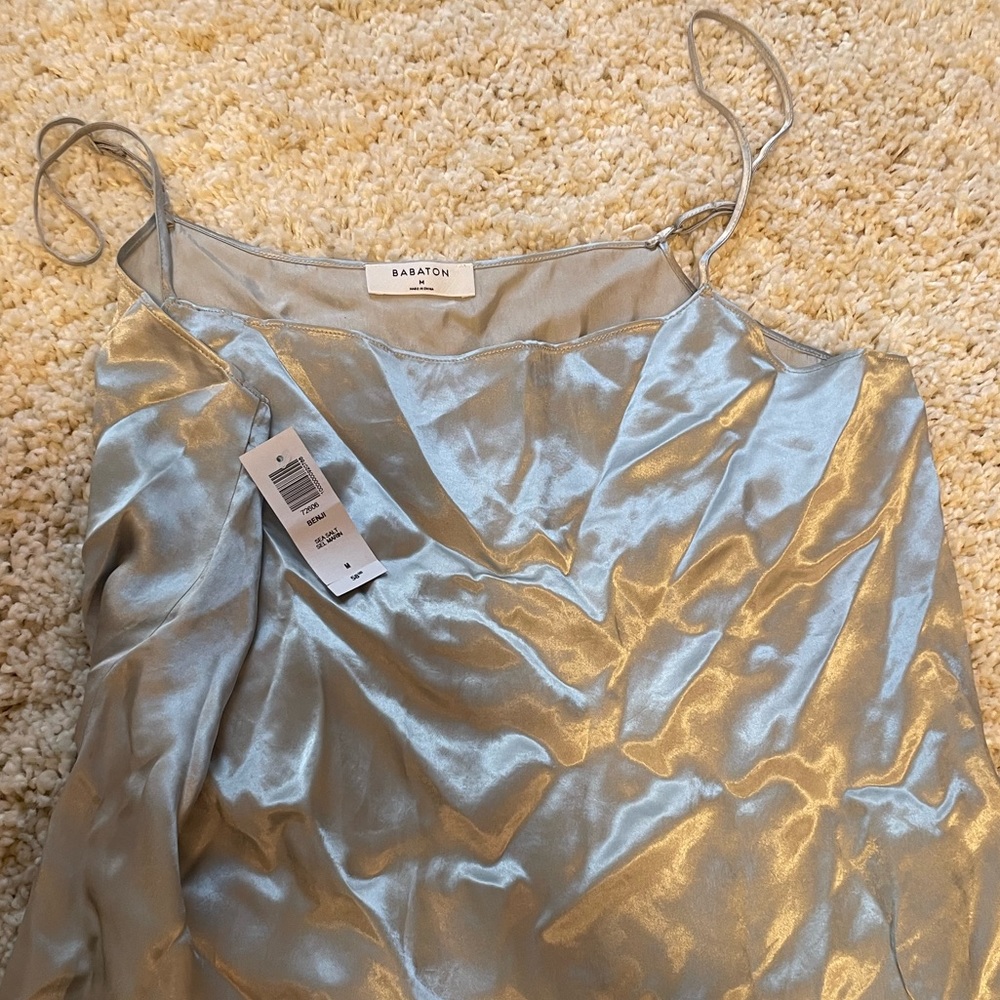New with Tags Aritzia Benji Silk Silver Cami Top